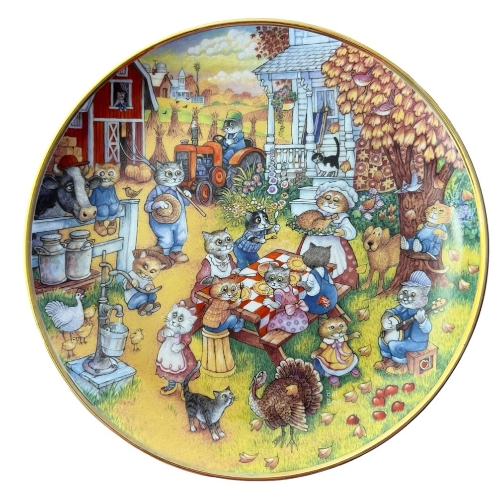 Franklin Mint Heirloom Bill Bell A Purrfect Feast Collector Plate